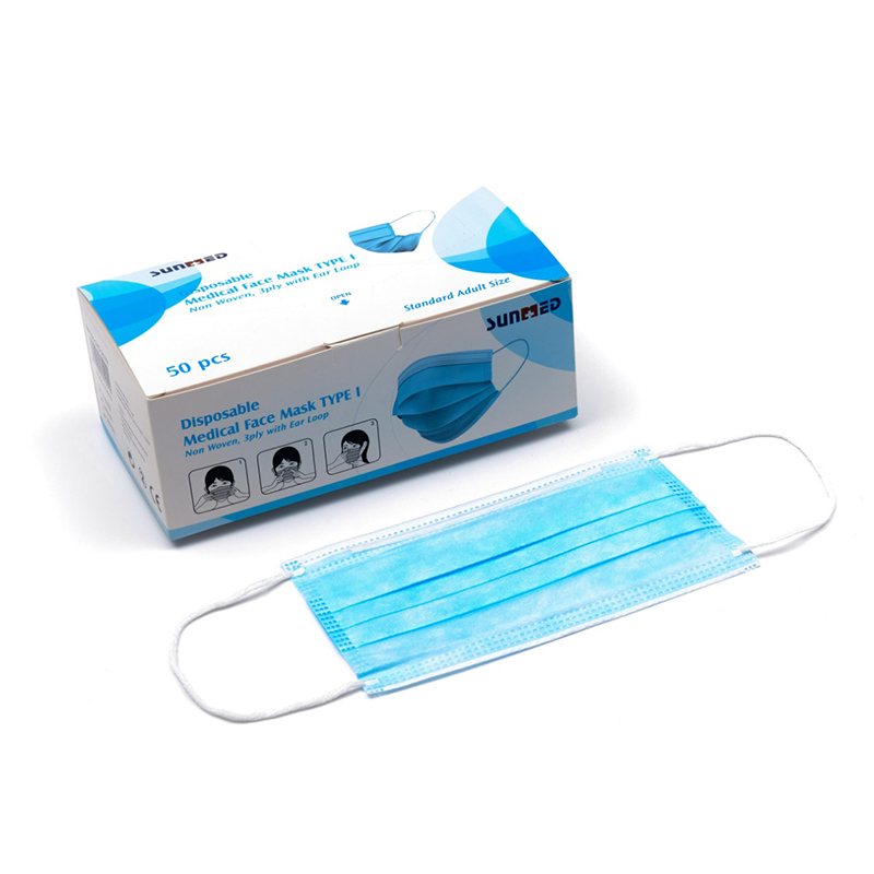 Eldobható, nem szőtt 3 rétegű orvosi arcmaszk 