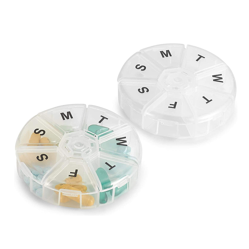 Kerek, hordozható kis heti gyógyszertervező 