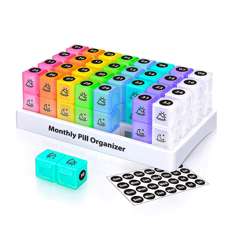 Háztartási színes, napi kétszeri havi tablettatervező 