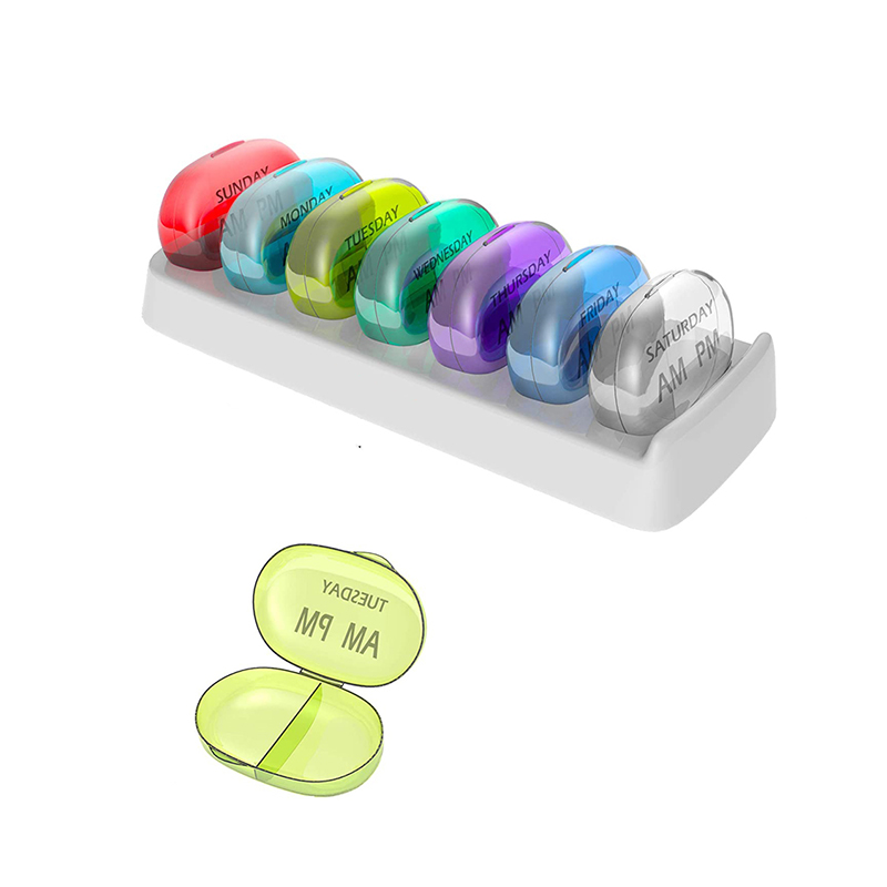 Hordozható heti 7 napos 14 rekeszes tablettatartály 