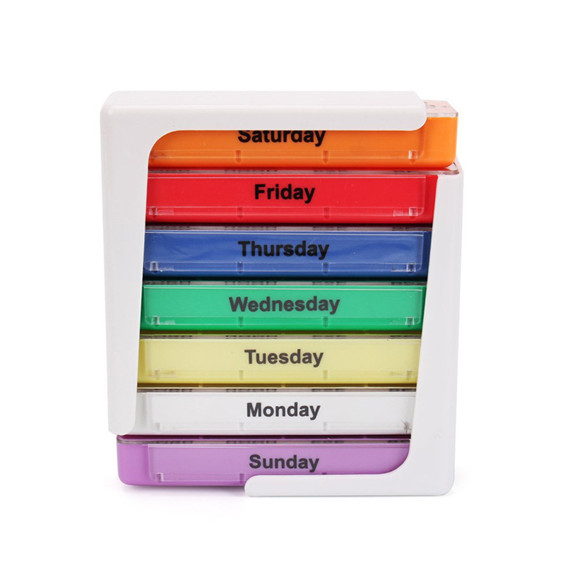 7 napos 28 rekeszes műanyag tabletta-adagoló utazáshoz 