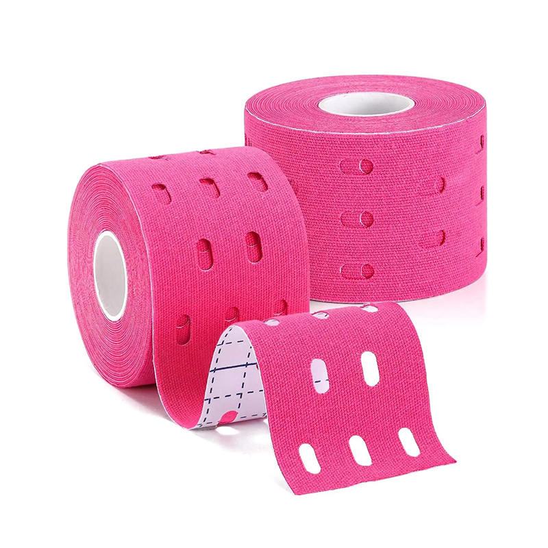 Légáteresztő Pro Athletic kineziológiai szalag lyukakkal Terápiás izomszalag Physio Tape